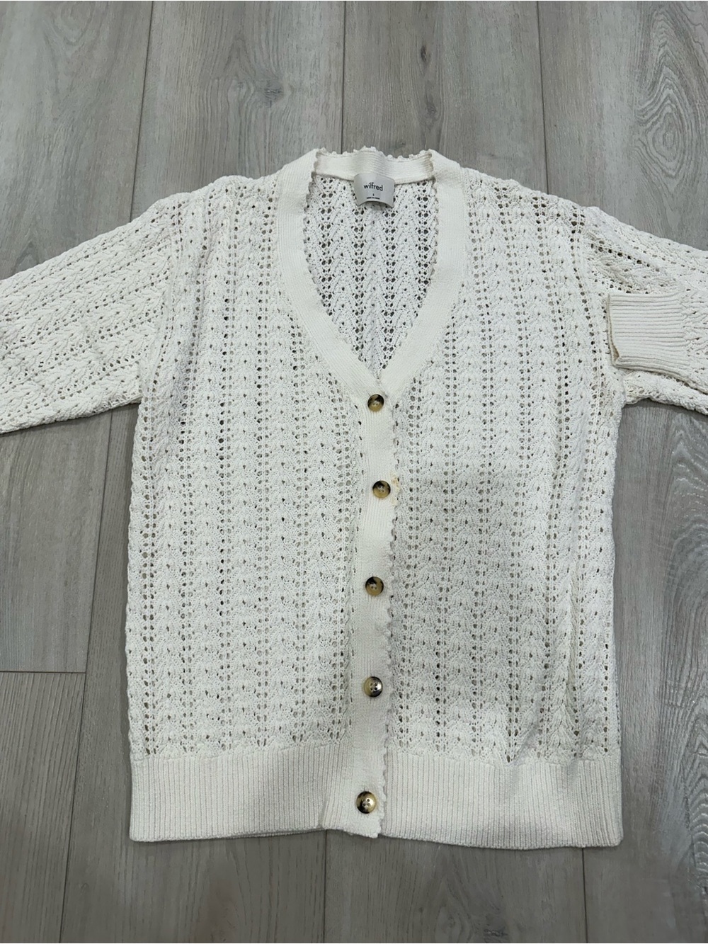 Wilfred Cream Open Knit Button Cardigan Sweater Size S